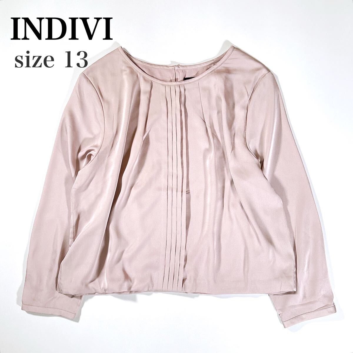 INDIVI インディヴィ 大きいサイズ 13 XL ノーカラーブラウス シャツ 長袖 レディース C102521-70拍卖
