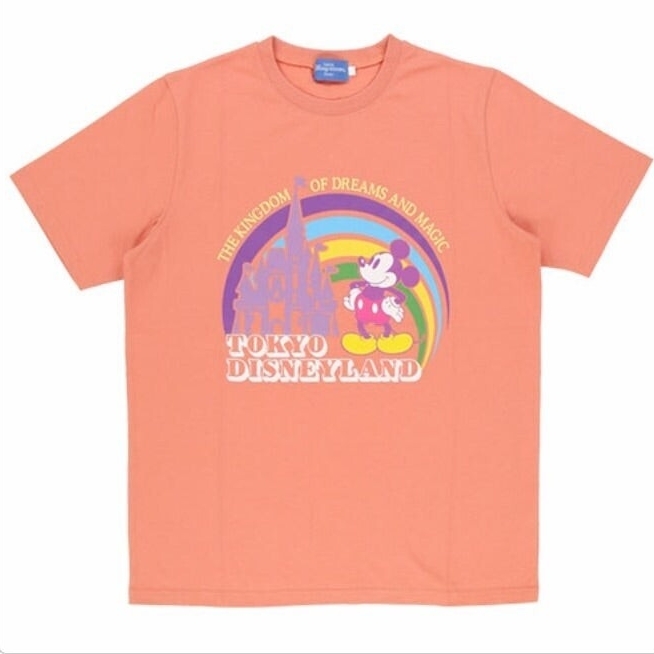 ディズニーランド パークグッズ シンデレラ城&ミッキー 東京ディズニーリゾート Tシャツ Mサイズ オレンジ TOKYO Disney resort 男女兼用拍卖