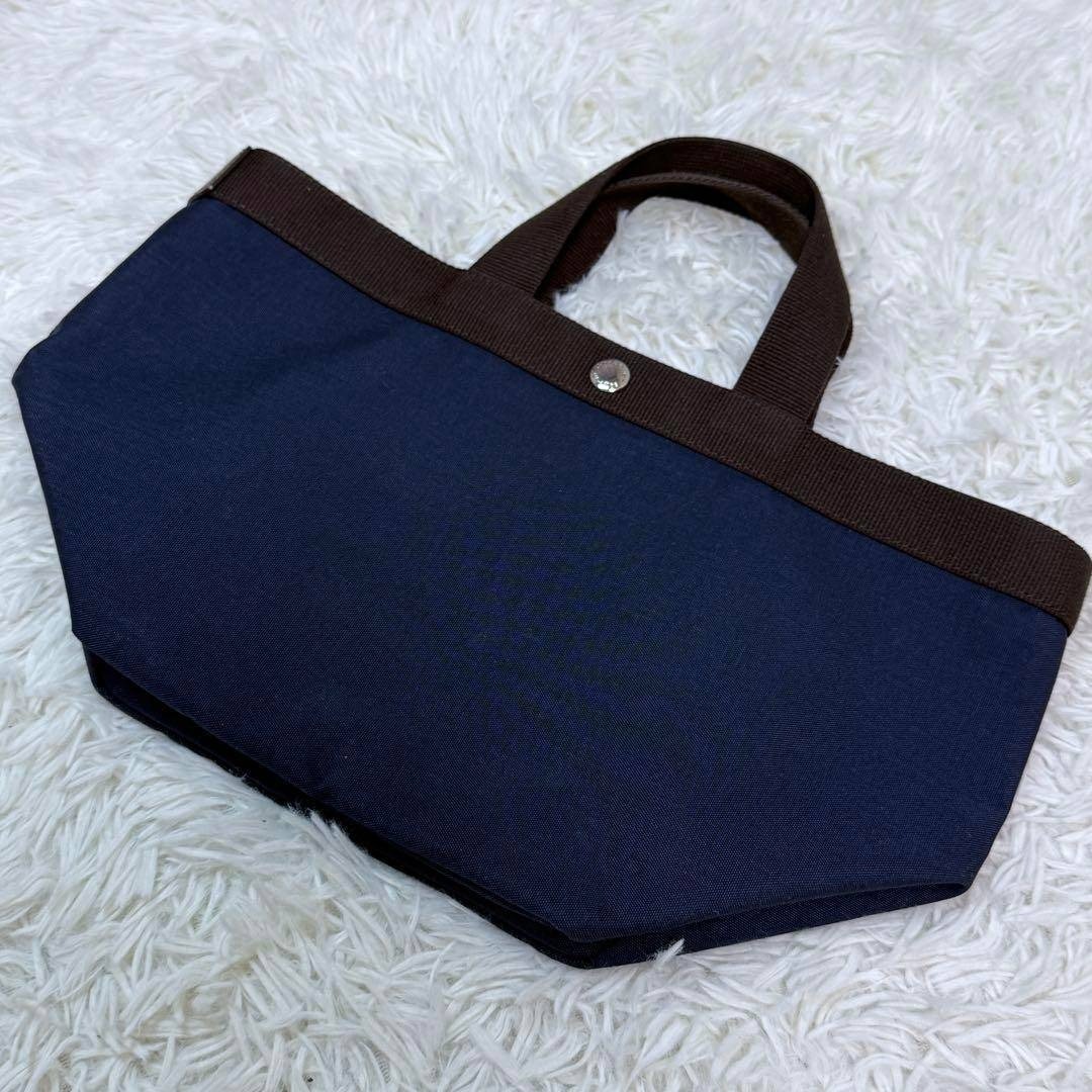Herve Chapelier エルベシャプリエ コーデュラ 舟型トートМ ネイビー×モカ拍卖