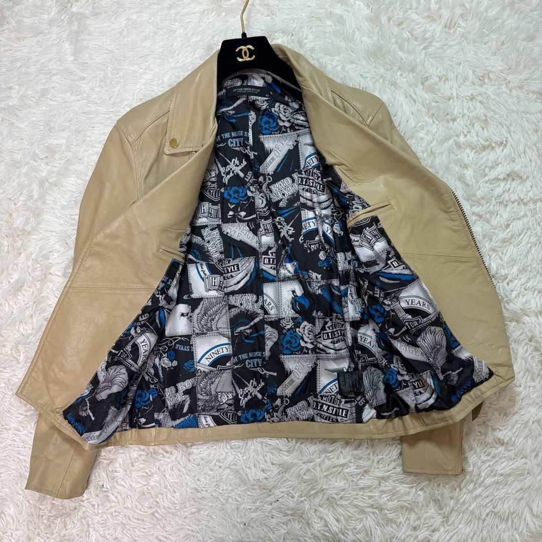 OF THE NEIGE STYLE レザージャケット 42 ダブルライダース 総柄 希少 スタッズ拍卖