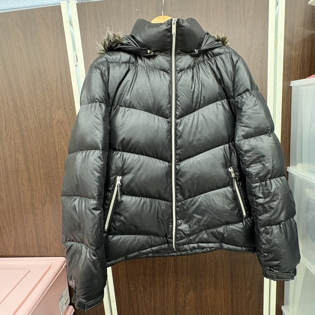 ●訳アリ1円スタート●CONVERSE コンバース フェザー混ダウンジャケット ファー付き ブラック LL寸 HS199770拍卖