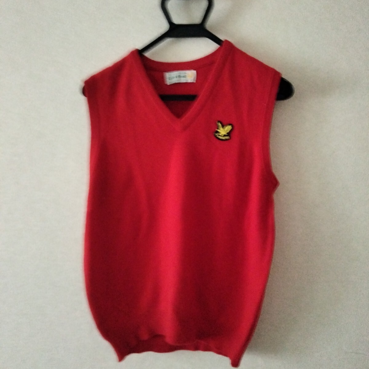 Lyle&Scott.100%カシミア Vネックベスト、サイズ40 赤拍卖