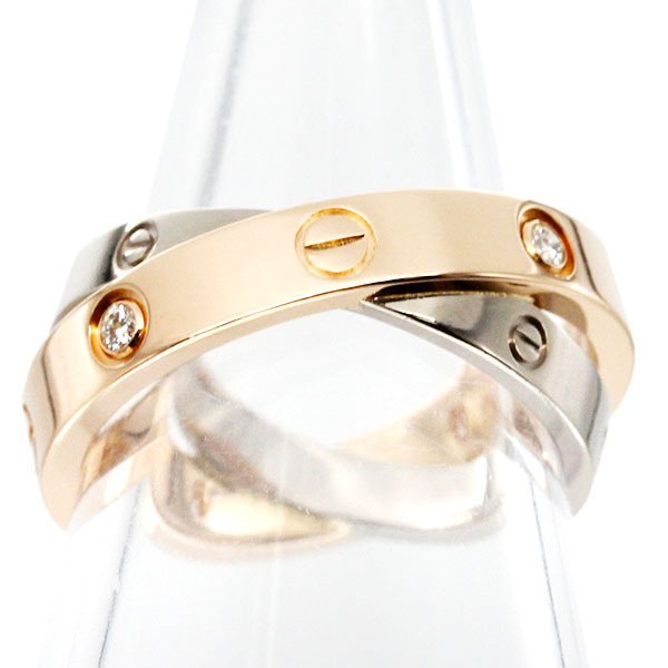 カルティエ Cartier ビーラブ ダイヤモンド リング #51 K18PG/K18WG ゴールド 金 指輪 アクセサリー レディース 女性 プレゼント ブランド拍卖