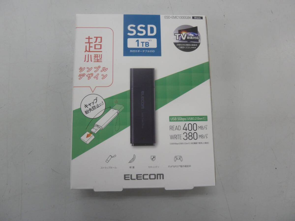 ★未使用品★ ELECOM ESD-EMC1000GBK 外付けポータブルSSD 1TB拍卖