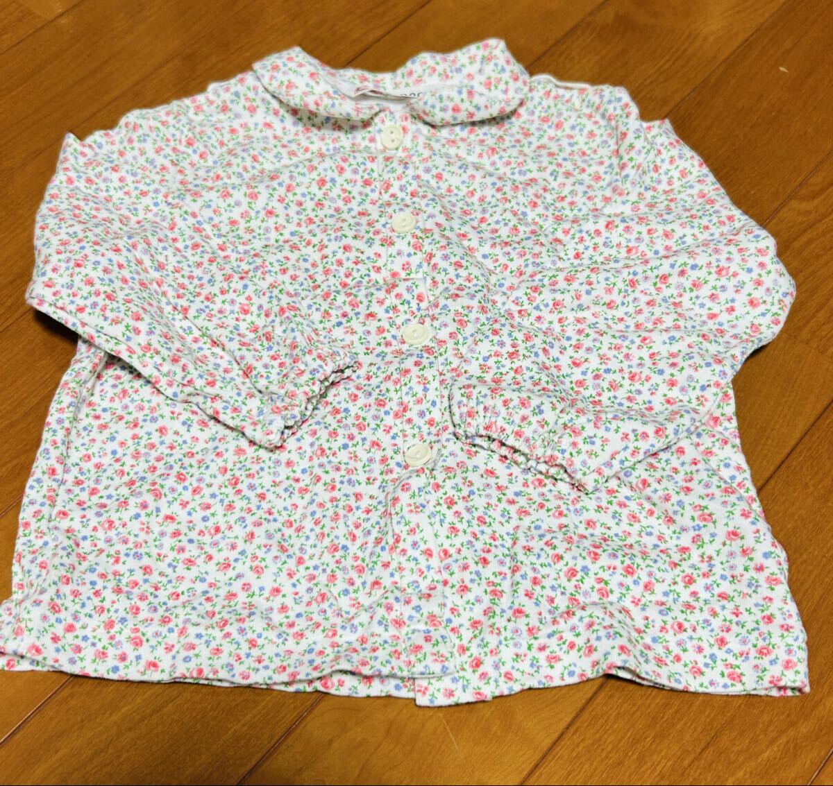 美品 ブランコ トップス 花柄 カットソー 長袖Tシャツ 長袖シャツ ブラウス ピンク サイズ90拍卖