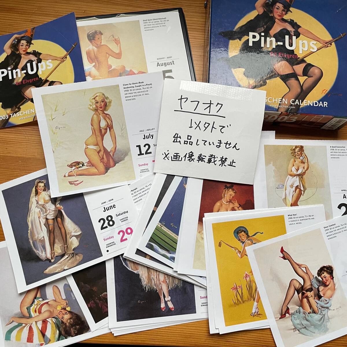 【使用済み】※同梱不可 「Pin‐Up Taschen Cardboar Gil Elvgren 2003」タッシェン日めくりカレンダー※2003年の使用済みカレンダーです拍卖