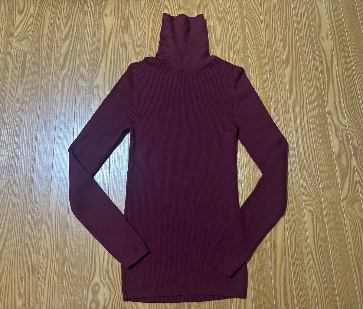 無印良品 首のチクチクを抑えたリブタートルネック 洗えるセーター ボルドー Lサイズ タートルネック ニット拍卖