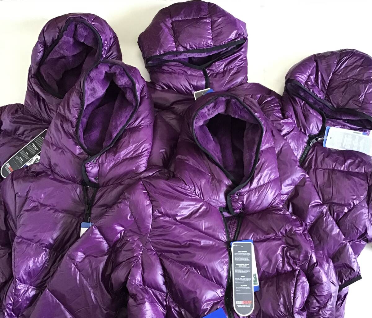 《 H 548 》★新品未使用★32D DOWN ジャケット 5枚まとめ レディース コストコ仕入れ 定価5778円 お買い得 アウター Lサイズ 紫 タグ付き拍卖
