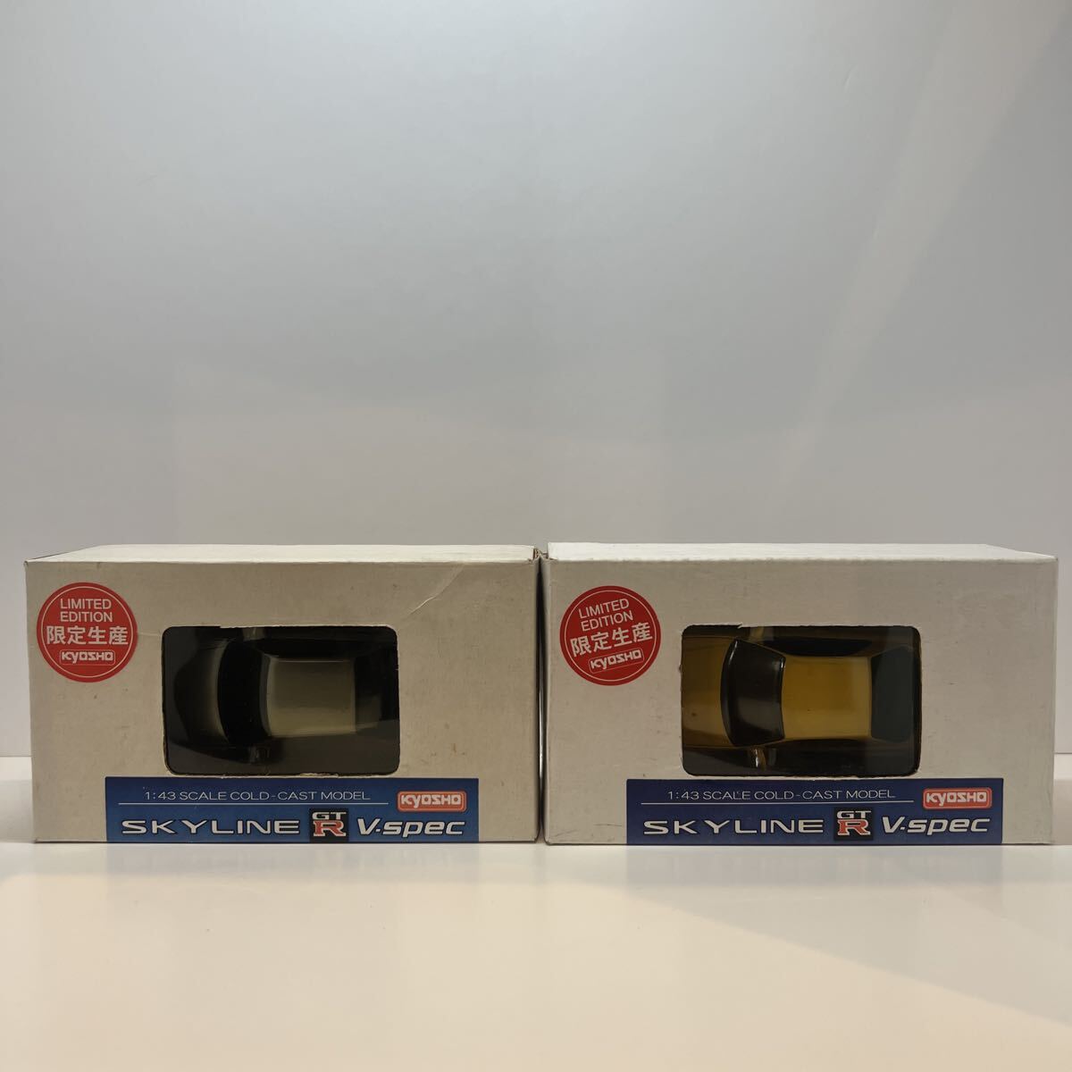 KYOSHO 1/43 日産 スカイライン GT-R R34 限定生産 ミニカー 2台セット skyline V-spec 黄色 イエロー 銀 シルバー ミニカー拍卖