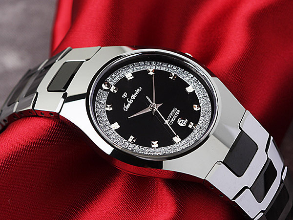 新品1円 超硬タングステン&セラミック&サファイアガラス風防 気品あるオニキスブラック腕時計 新品未使用メンズ 1スタ 激レア入拍卖