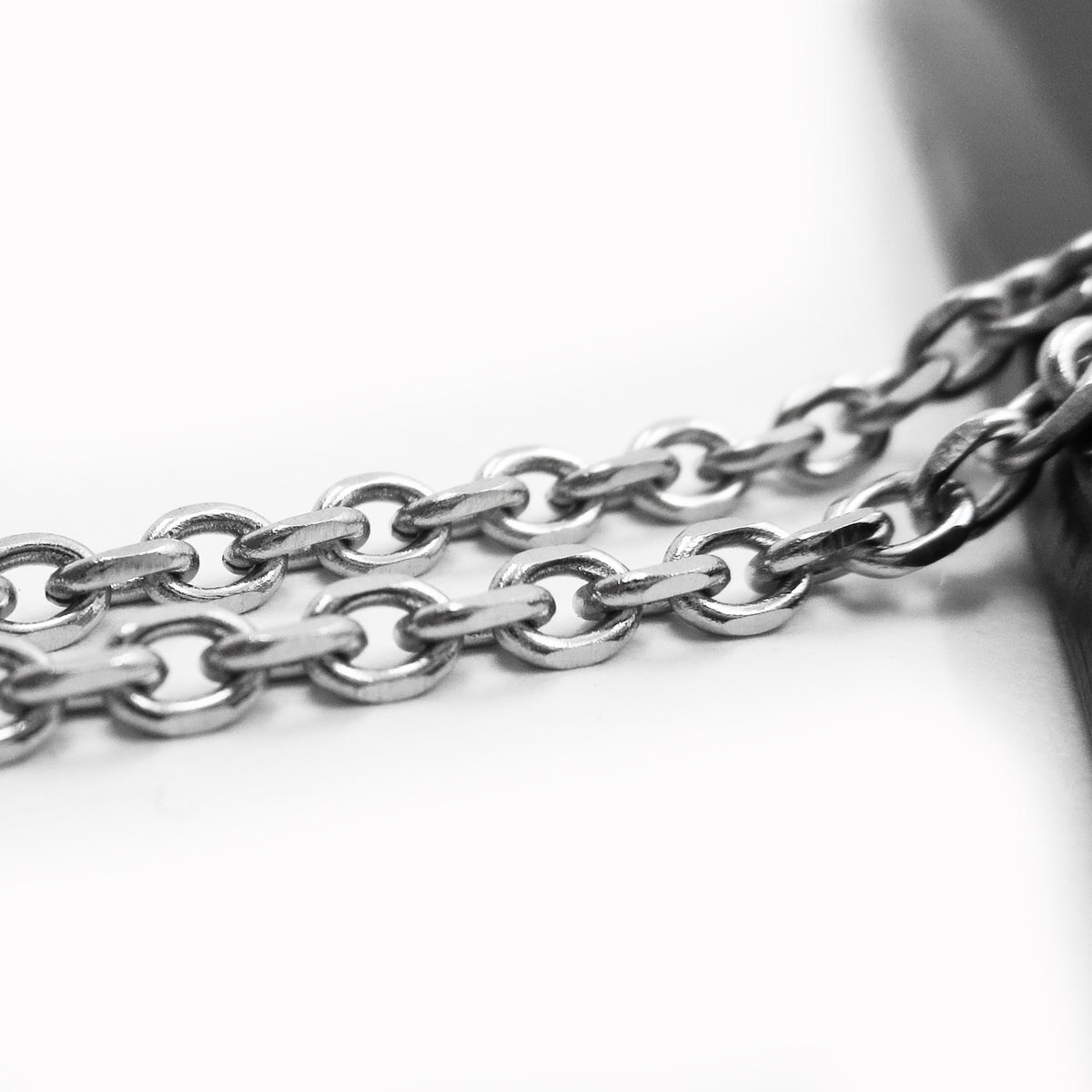 3mm幅約50cm ステンレス4面カット小豆チェーン アズキネックレス 拍卖