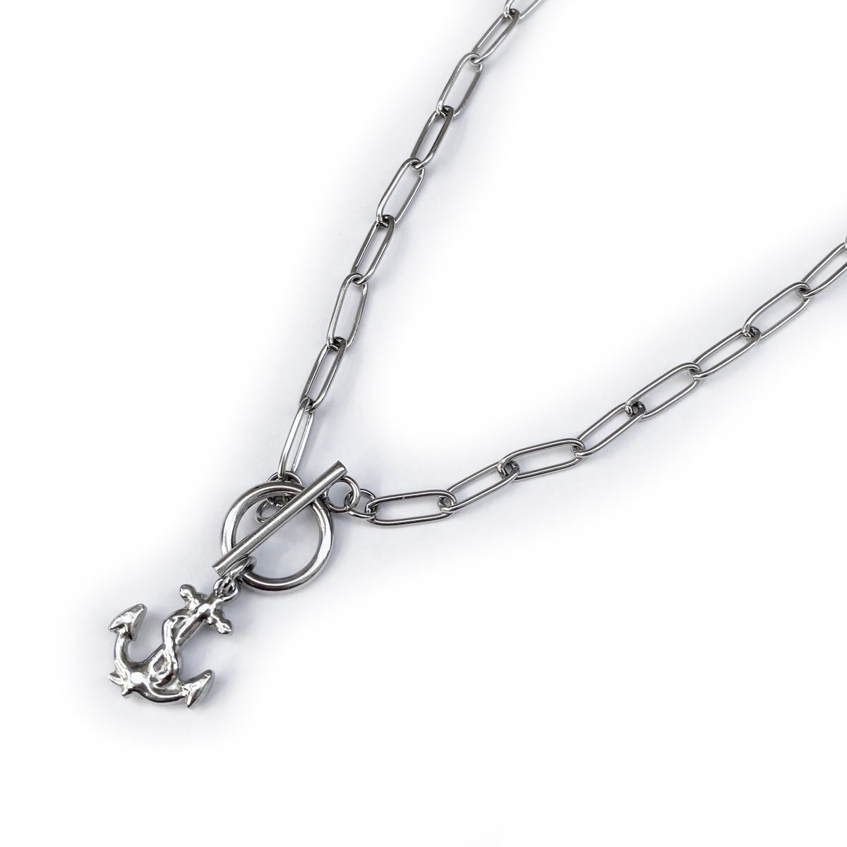 ステンレス製 イカリ マンテルネックレスチョーカー 幅約4.2mm 約35.5cm拍卖