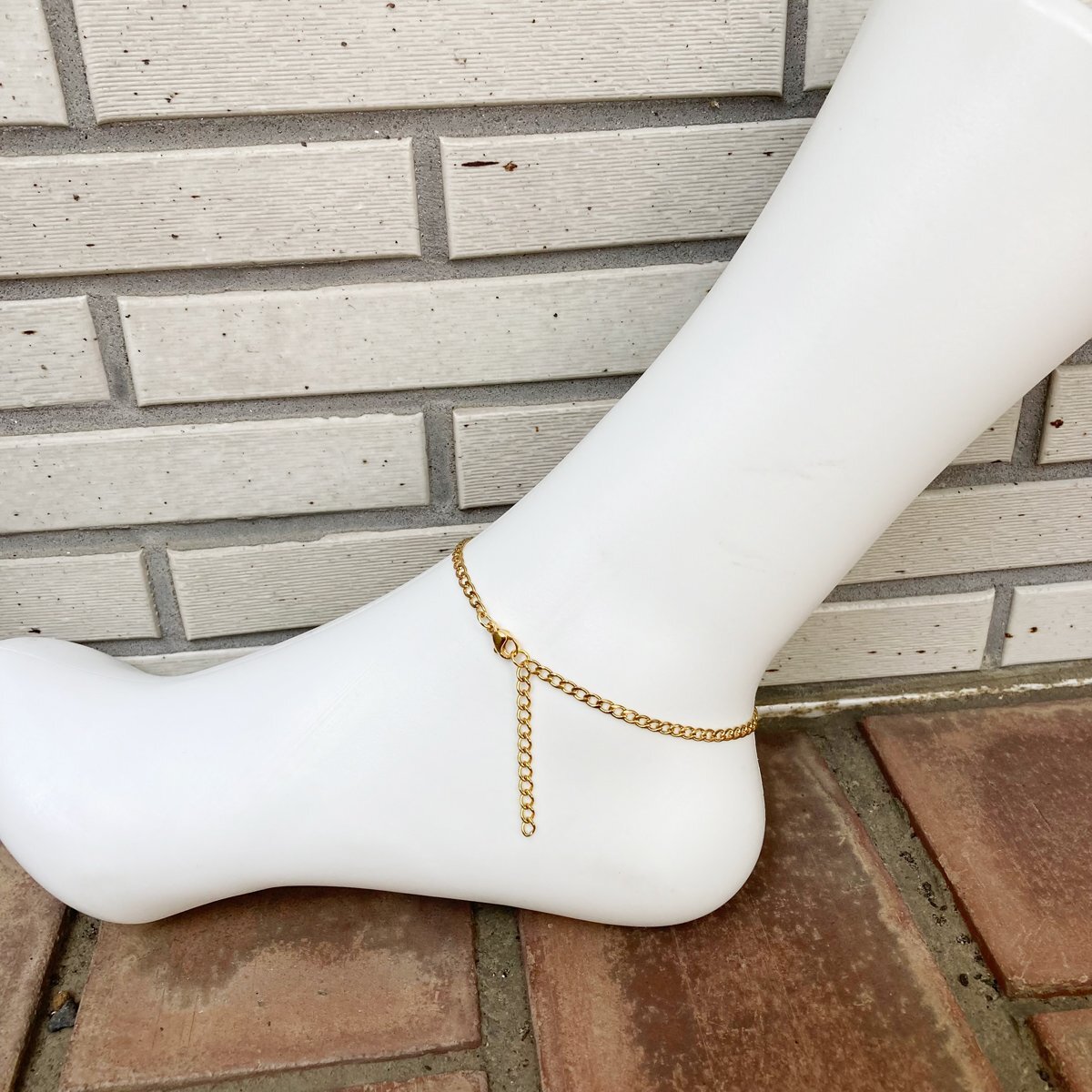 ステンレスアンクレット 喜平チェーン ゴールド 3mm 28cm(24cm+4cmアジャスター) GN69拍卖