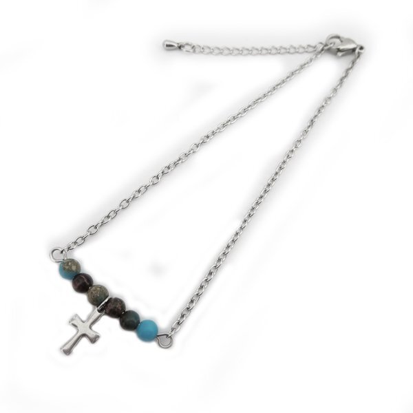 ステンレスチェーンアンクレット スネークスキン 約4.5mm 小豆幅2mm 27cm(23+4cmアジャスター)拍卖
