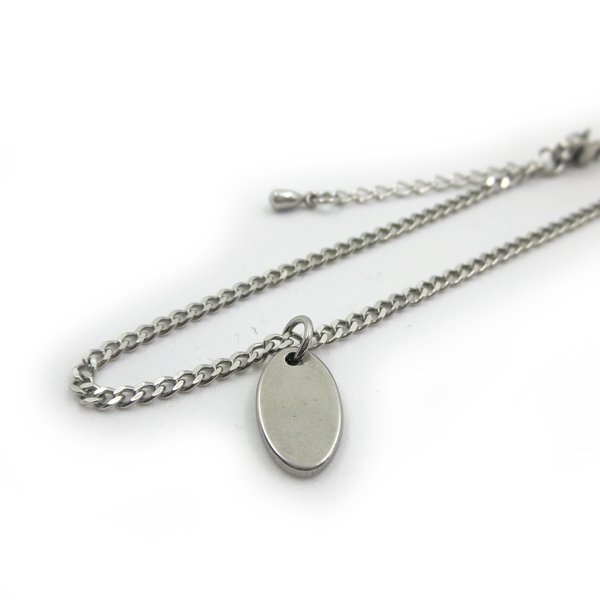 ステンレスチェーンアンクレット喜平2面2.2mm ミニタグチャーム付き 26cm(22cm+4cmアジャスター)拍卖