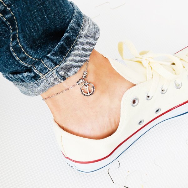 マリンチャーム イカリ アンクレット 2mm幅 アズキ 平小豆 アジャスター付き 25cm(21cm+4cmアジャスター)レディース拍卖