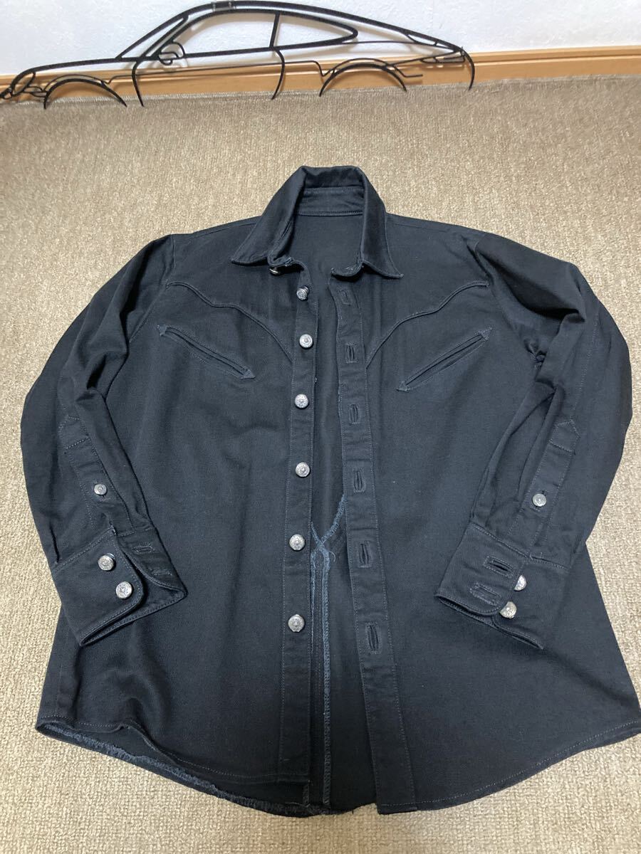 オールドクロムハーツ バックフレアニーブラックデニムシャツ サイズM拍卖