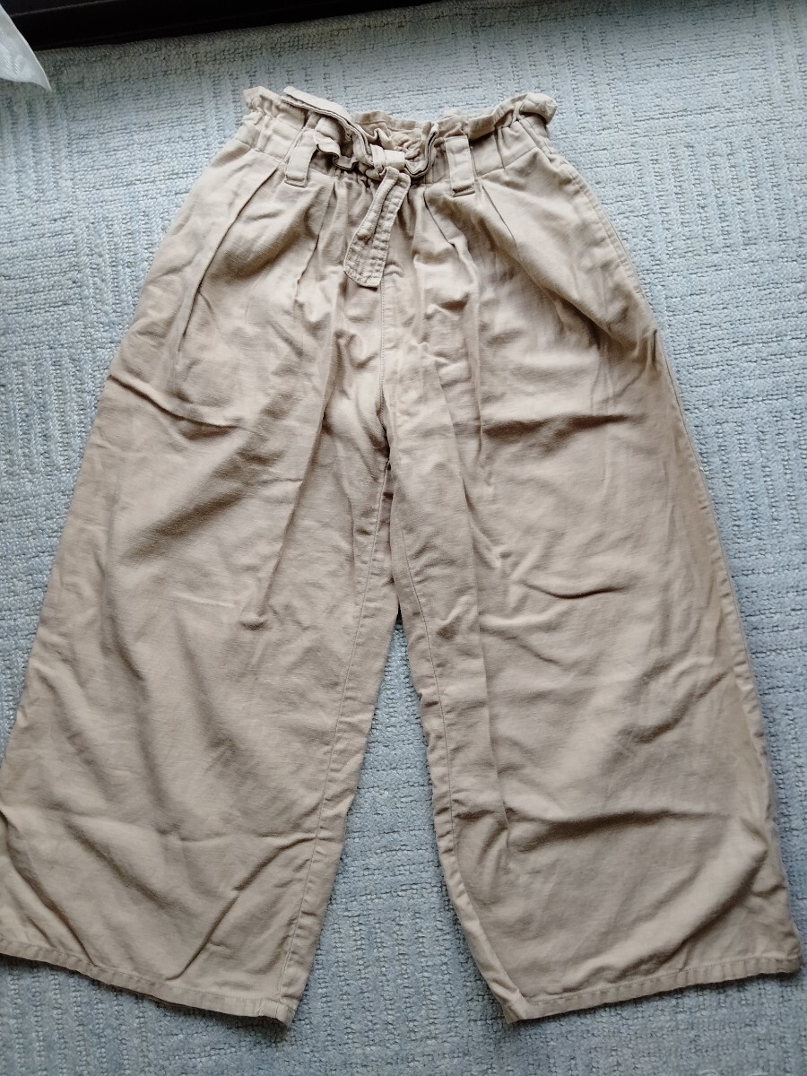 ワイドパンツ 130 ベージュ gu キッズ拍卖