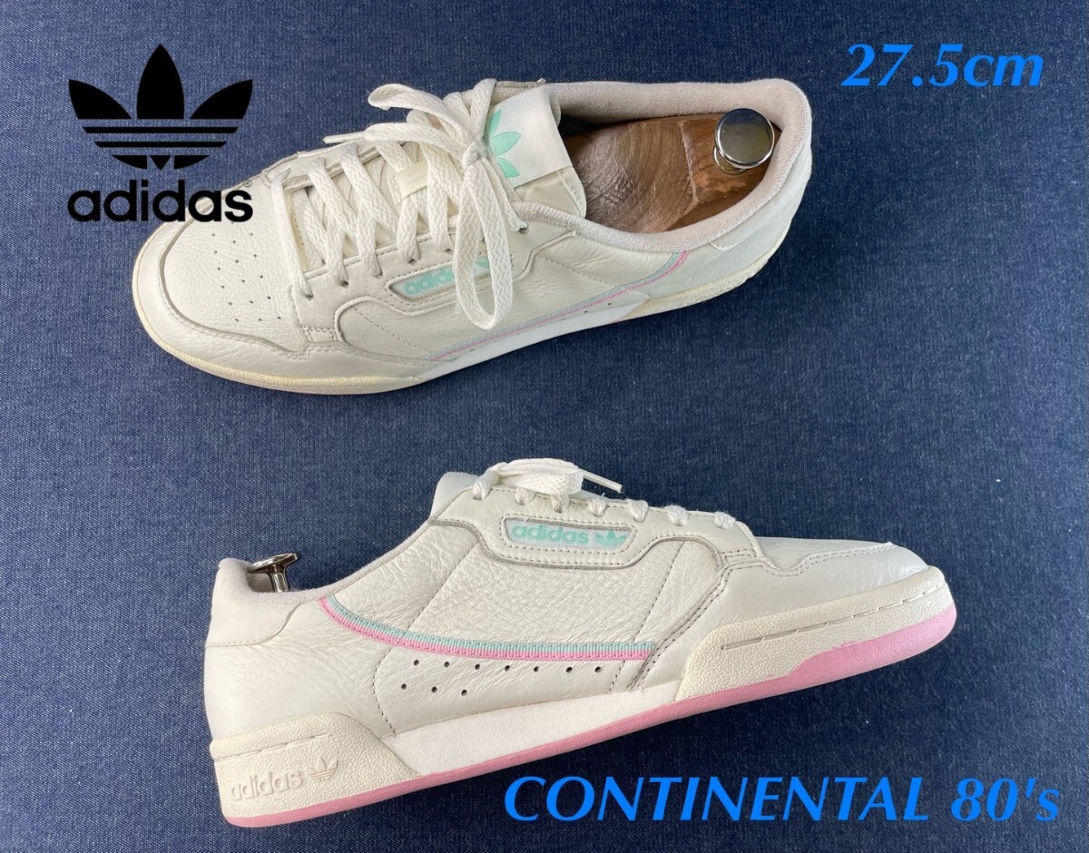 名機降臨!定13200円!希少ミントローズストライプ!アディダス【コンチネンタル80's】レザースニーカー!クリームホワイト 27.5cm/US9.5拍卖