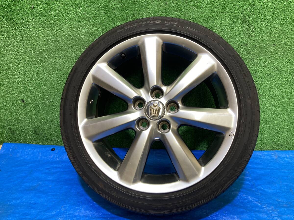 クラウン アスリート GRS180 アルミホイール タイヤ付 センターキャップ付 純正品 18×8JJ+50 グッドイヤー 225/45-18 2023年製 管25808 済拍卖