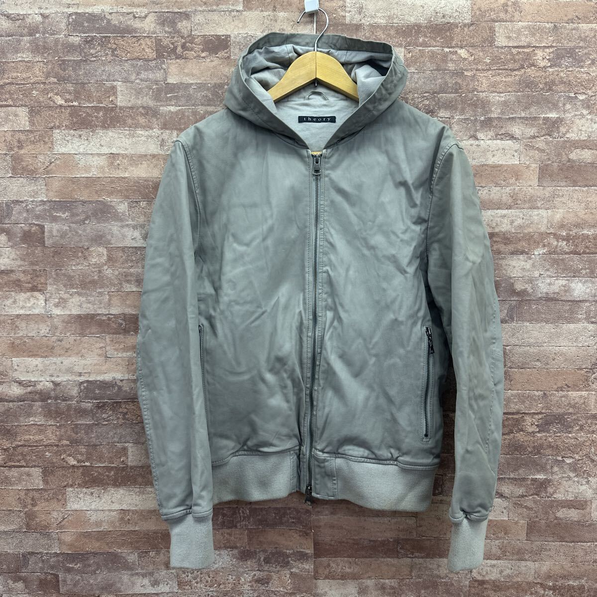 theory セオリー レザー ジップ パーカー 42 グレー 山羊革 ゴートレザー拍卖