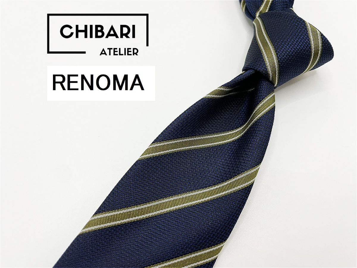 【超美品】RENOMA レノマ レジメンタル柄 ネクタイ 3本以上 送料無料 メンズ ネイビー 0904158拍卖