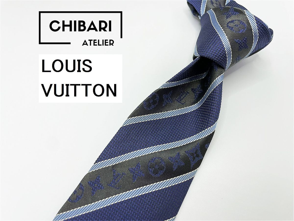 【超美品】LOUIS VUITTON ルイヴィトン モノグラム&レジメンタル柄 ネクタイ 3本以上 送料無料 メンズ グレイネイビー 1円 1002022拍卖