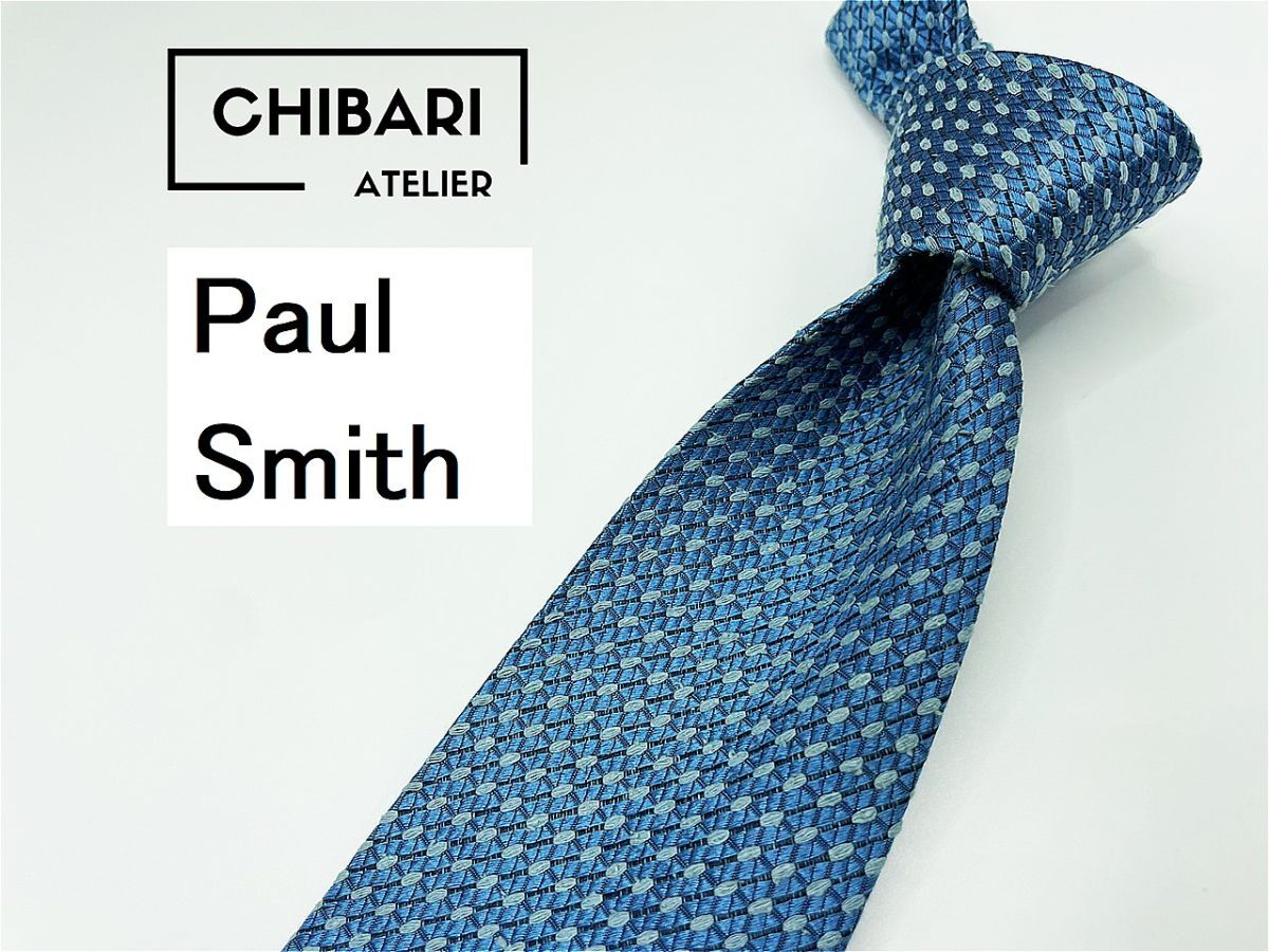 【超美品】PaulSmith ポールスミス ドット柄 ネクタイ 3本以上 送料無料 メンズ ブルー 光沢 1002178拍卖