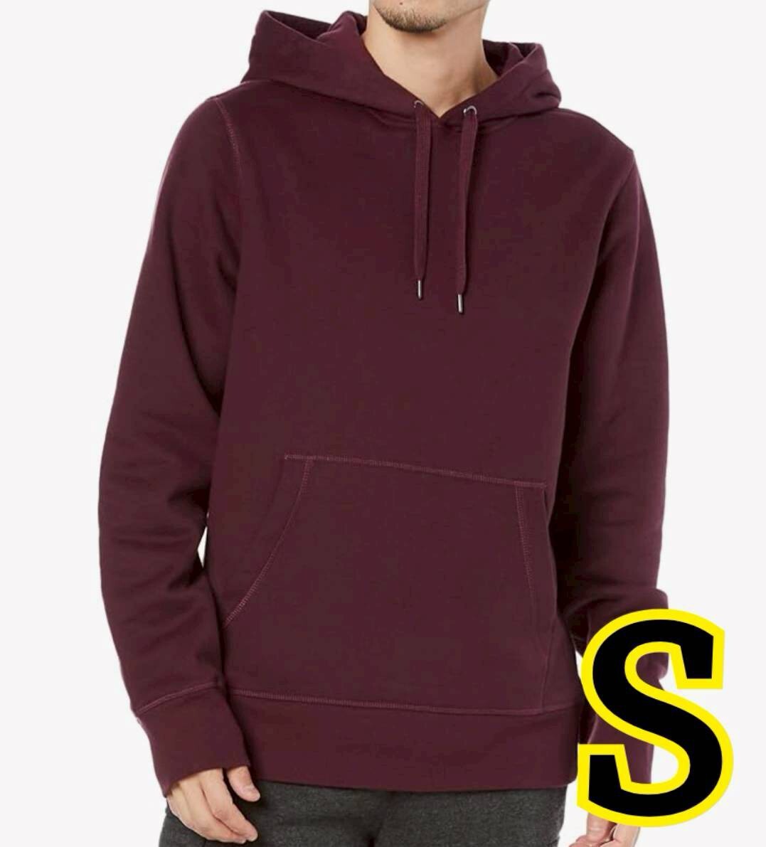 パーカー メンズ Sサイズ スウェット 裏起毛 長袖 ゆったり バーガンディ プルオーバー拍卖