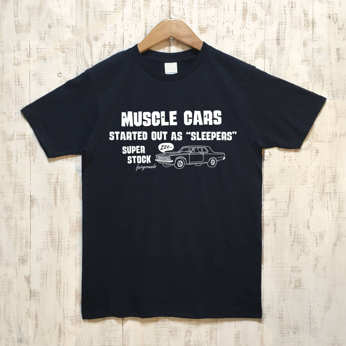 ■SLEEPERS Tシャツ■Lサイズ(ネイビーxホワイト) アメリカ アメ車 モパ- MOPAR PLYMOUTH SAVOY MAX WEDGE SUPER STOCK拍卖