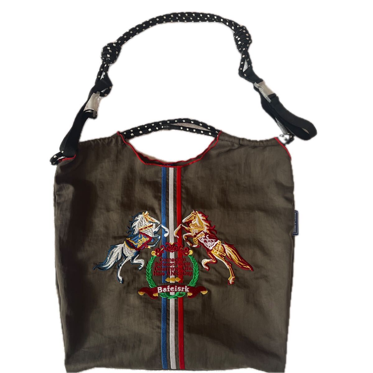 刺繍エコバッグ 馬 チャコール拍卖