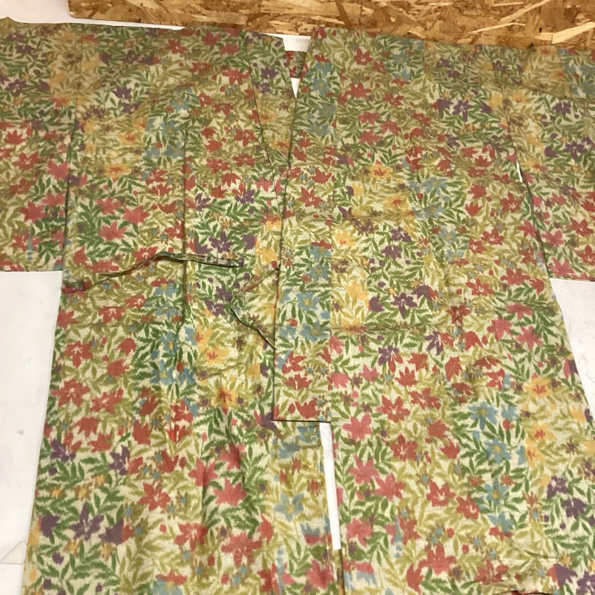 和装 着物コート 道中着 グリーン 花柄 総柄 カジュアル 可愛い(ほ23Y)拍卖
