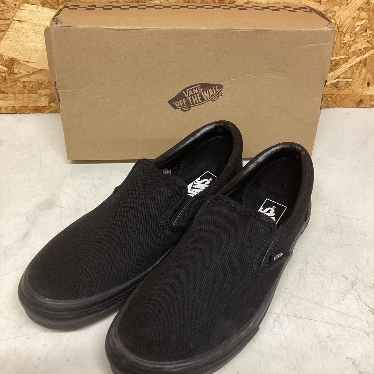 VANS スリッポン 黒 26.5cm 箱付き オールブラック 靴(む66) 拍卖