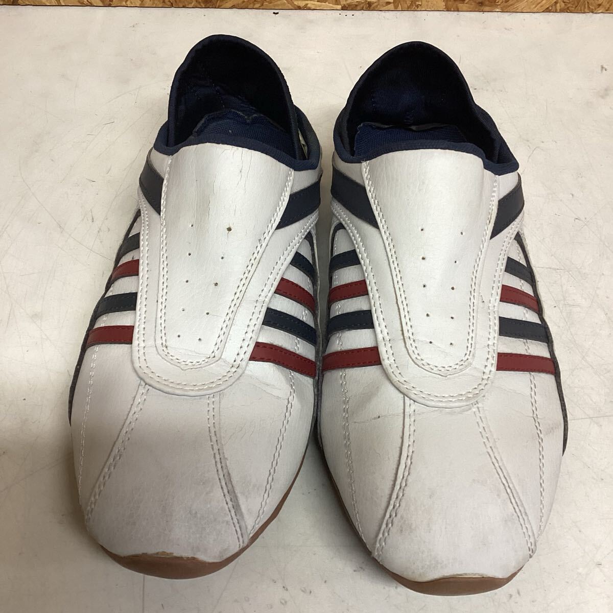 スポーツシューズ メンズ LL 白赤紺 スリッポン風 (ま9)拍卖