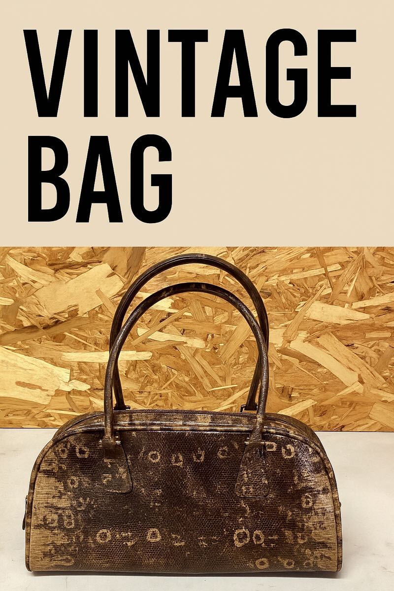 レディース パイソン柄ハンドバッグ 高級感 美品 おしゃれ(ふー56)拍卖