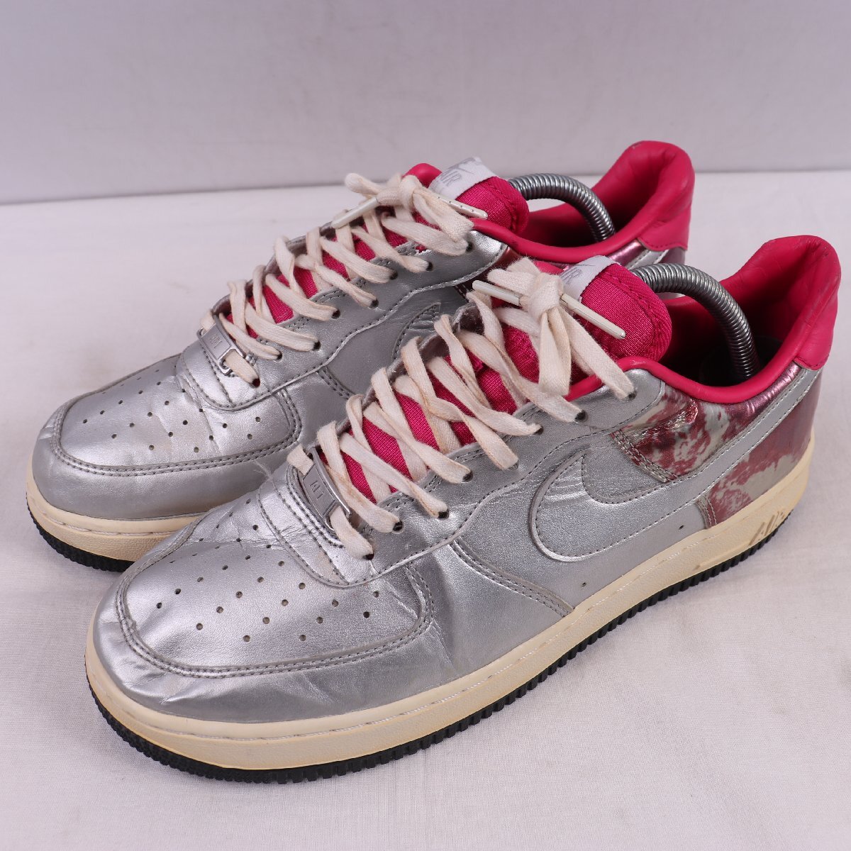 WMNS AIR FORCE 1 07 PREMIUM QS 26.5cm/NIKE エアフォース1 07 ナイキ 古着 中古 シルバー ピンク レディース スニーカー xx9377拍卖