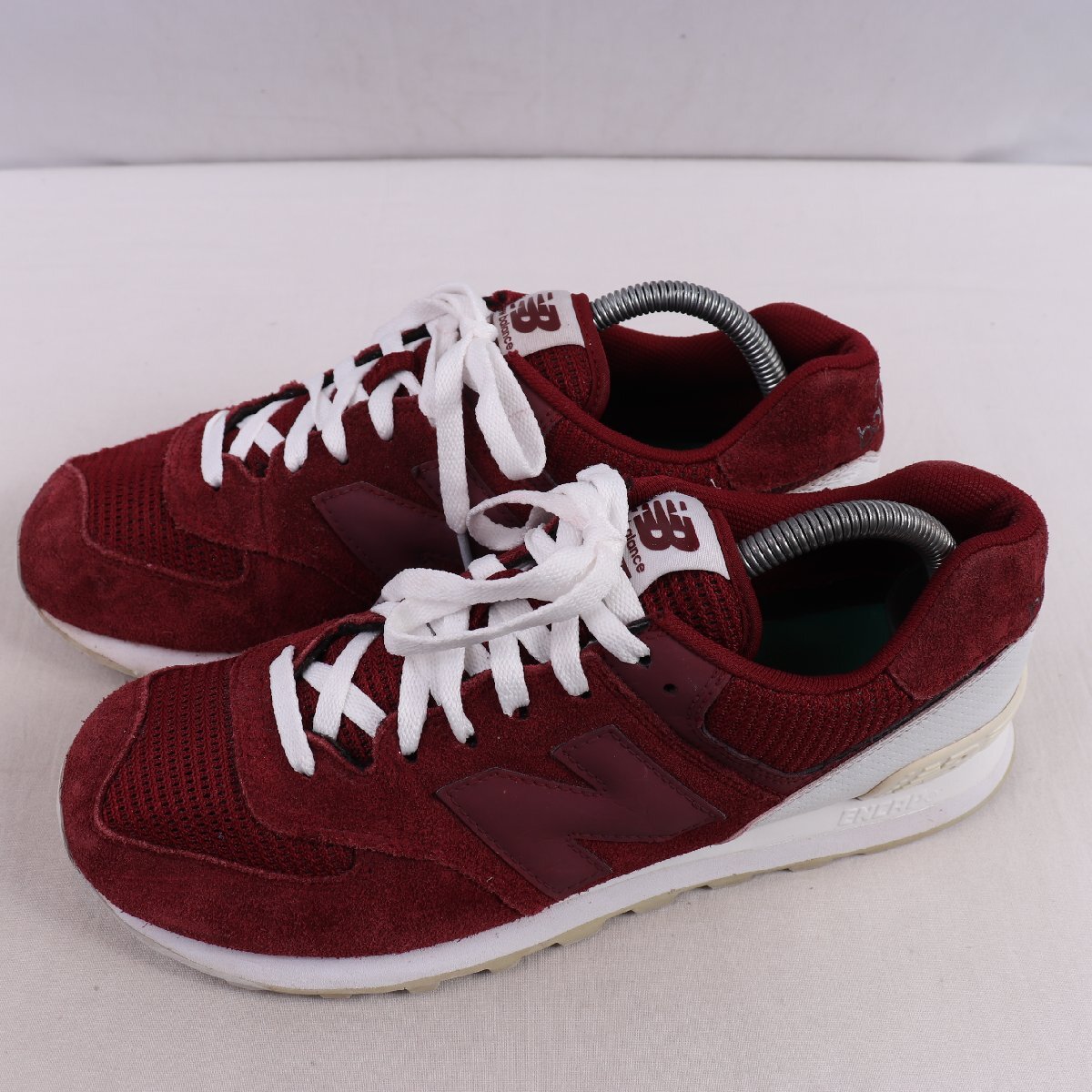 574 ニューバランス 26.5cm/new balance バーガンディ 白 ホワイト 中古 古着 メンズ スニーカー yy7018拍卖