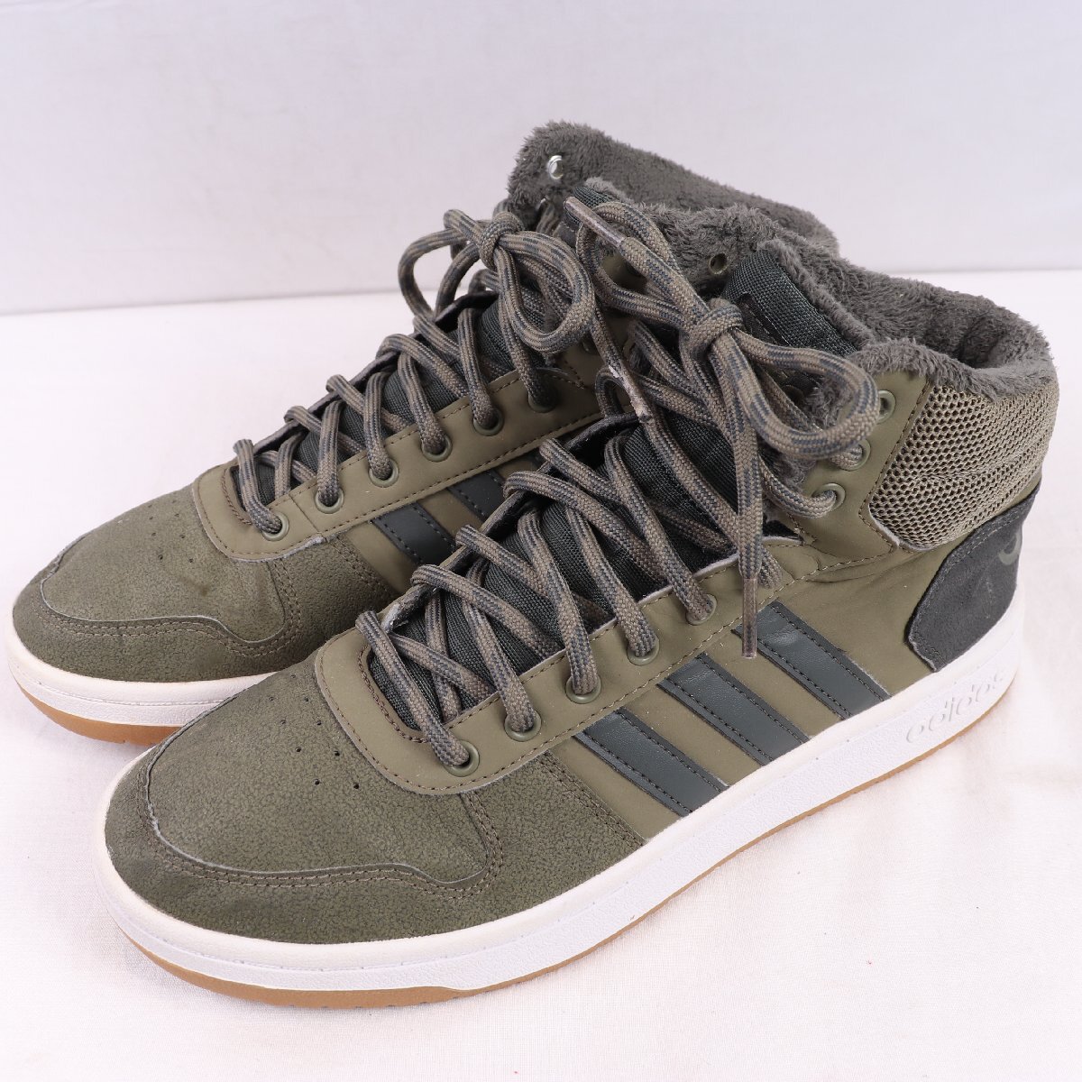 NEO HOOPS 2.0 MID 27.5cm/adidas ネオ フープス 2.0 ミッド アディダス スニーカー ダークオリーブ 黒 中古 古着 メンズ ad6840拍卖