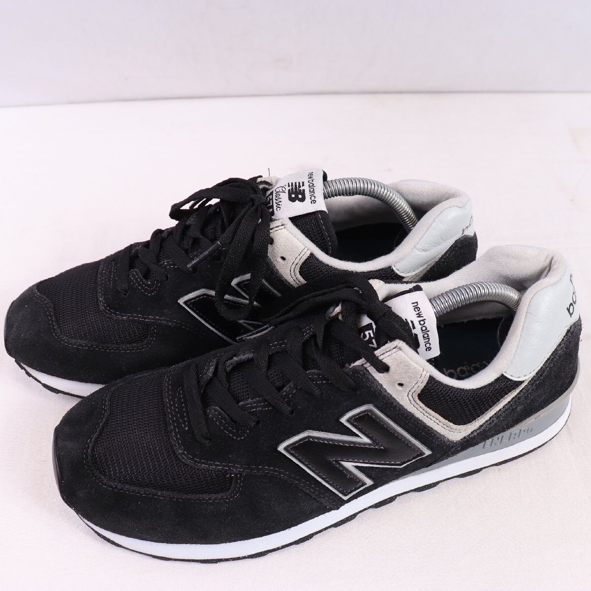 574 ニューバランス 27.5cm/new balance 黒 ブラック 灰 グレー 中古 古着 メンズ スニーカー yy7166拍卖