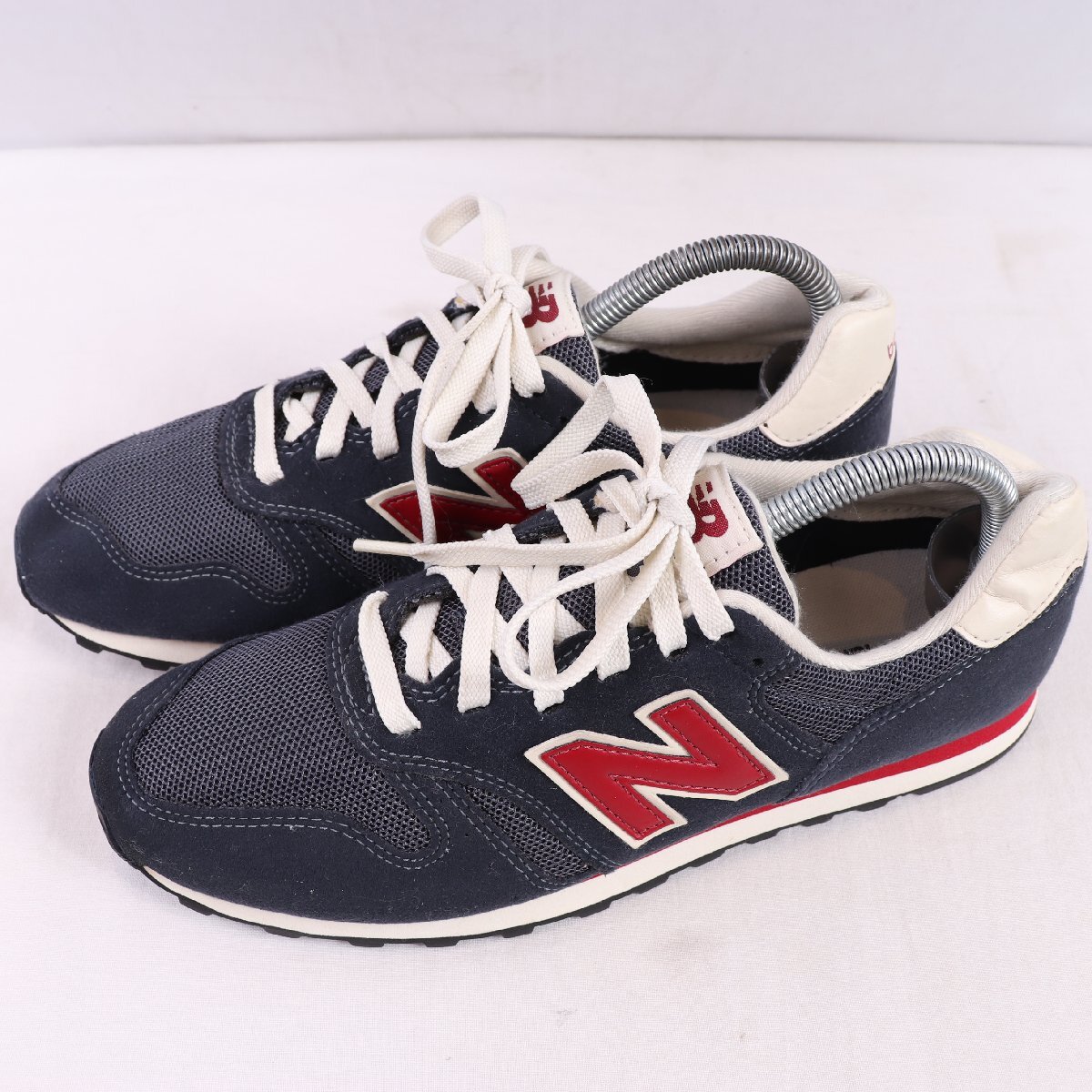 373 ニューバランス 25.0cm/new balance 紺 ネイビー 赤 レッド オフホワイト 中古 古着 スニーカー メンズ yy7202拍卖