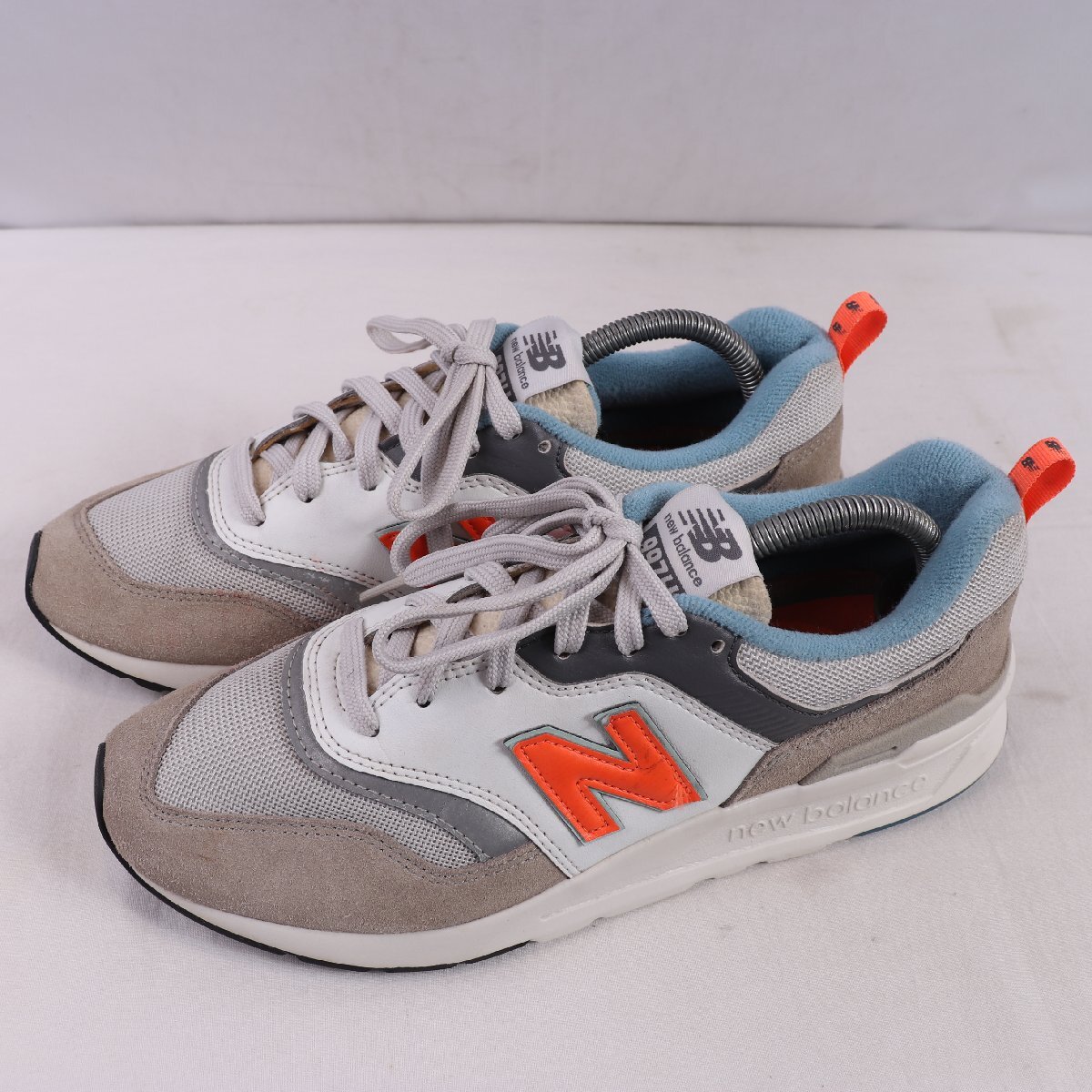 997H ニューバランス 26.5cm/new balance 灰 グレー オレンジ スモーキーブルー 中古 古着 メンズ スニーカー yy7213拍卖
