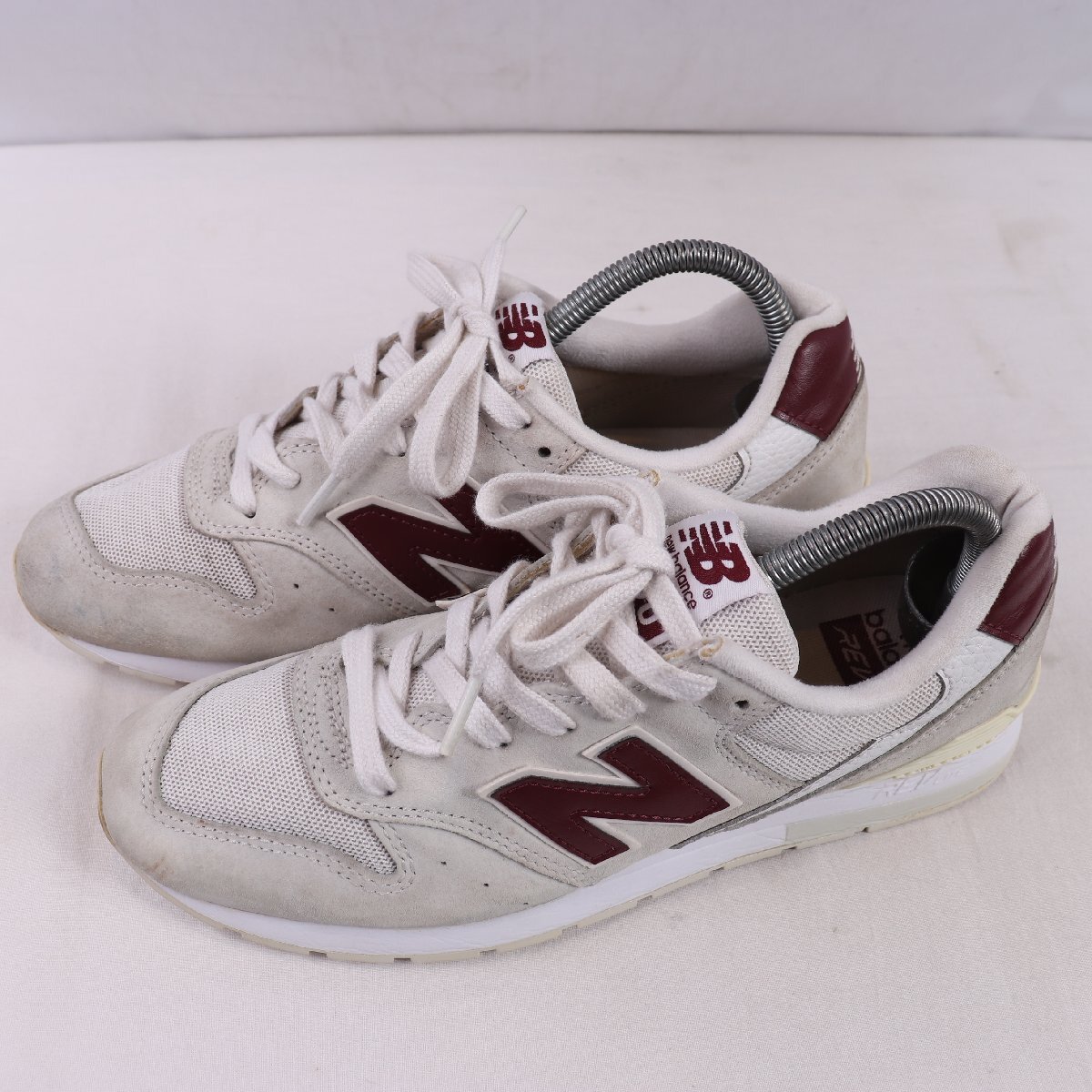 996 ニューバランス 25.0cm/new balance 灰 グレー エンジ クリーム 中古 古着 メンズ スニーカー yy7218拍卖