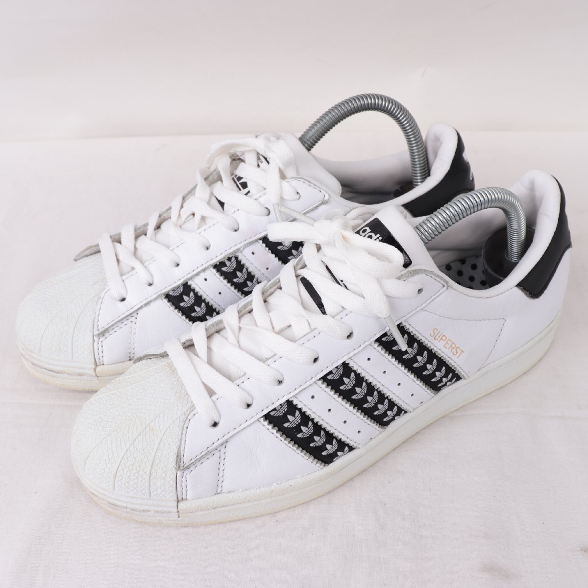 SUPERSTAR 25.0cm/adidas スーパースター アディダス スニーカー 白 ホワイト 黒 ロゴ柄 中古 古着 メンズ ad6863拍卖