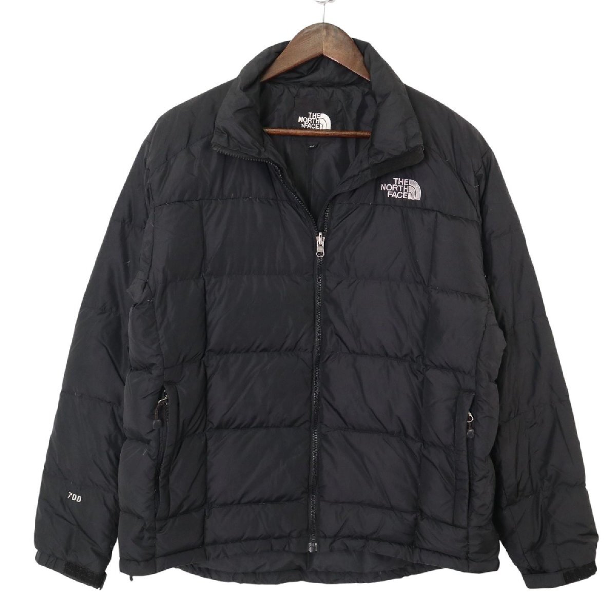 ノースフェイス メンズ 100/L メンズM-Lサイズ 700フィル THE NORTH FACE Down Jacket 黒 ブラック ダウンジャケット 古着 nj23拍卖