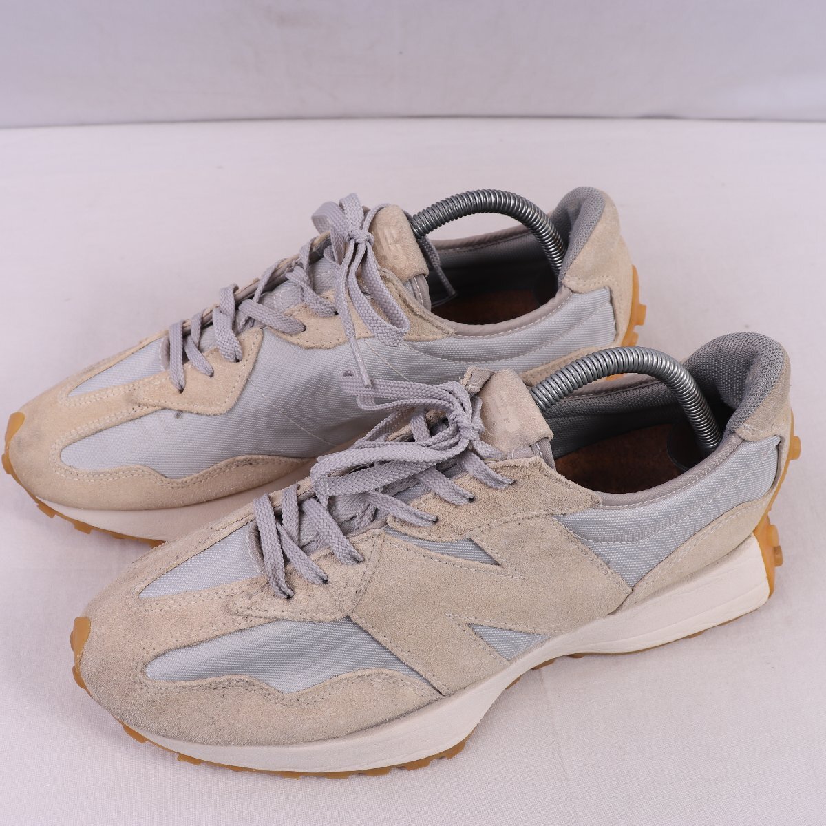 327 ニューバランス 27.0cm/new balance ライトベージュ 灰 グレー 中古 古着 スニーカー レディース yy7296拍卖
