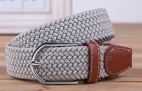 新品☆無段階ベルト ゴム編込ベルト 調整不要 薄灰 ワンタッチ楽々♪☆拍卖