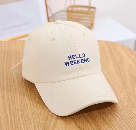 新品★デザインキャップ HELLO WEEKEND オフ白★特価 拍卖