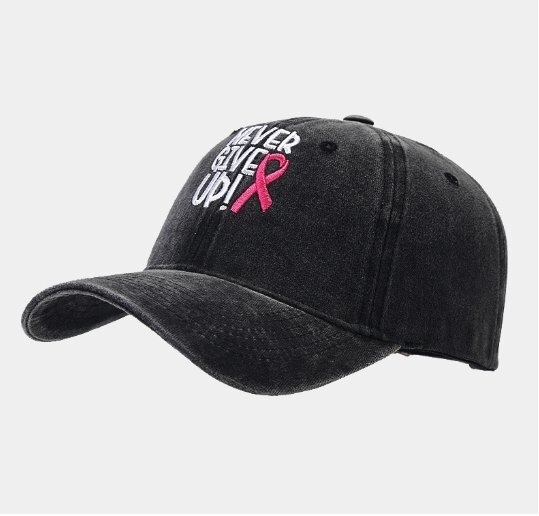 新品★デザインキャップ Never Give Up 黒★特価 ピンクリボン拍卖