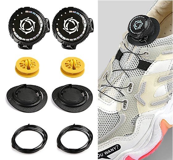 新品☆結ばない靴紐 結ばなくて良い靴紐 解けない ダイヤル式 黒色☆クリックポスト可拍卖