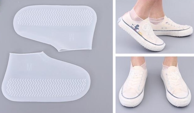 防水シューズカバー 白(25~29の靴に対応)☆急な雨、通勤通学に☆1組 拍卖